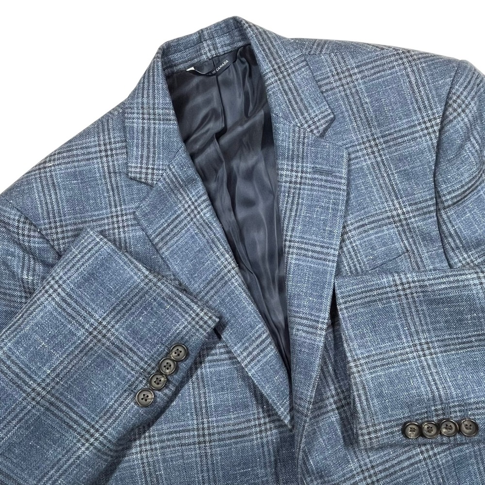 Ralph Lauren Wool Silk Linen Blazer Mens 38S Blue Plaid Sport Coat Canada